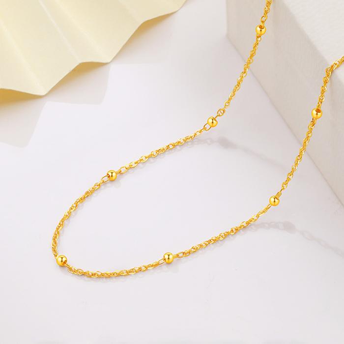 Gambar Kalung Emas Anak Manik-Manik Keberuntungan Polos Gold 17K - 1.86gr-42cm dari NALA Perhiasan undefined Tokopedia