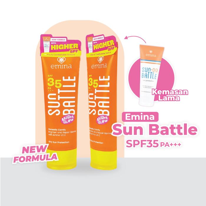 Gambar Emina Sun Battle Bright Glow SPF 35 PA+++ - Sunscreen Serum Amino Vitamin C ,Teruji In Vivo - Fun Size 20 ml dari sahabat glowing undefined Tokopedia