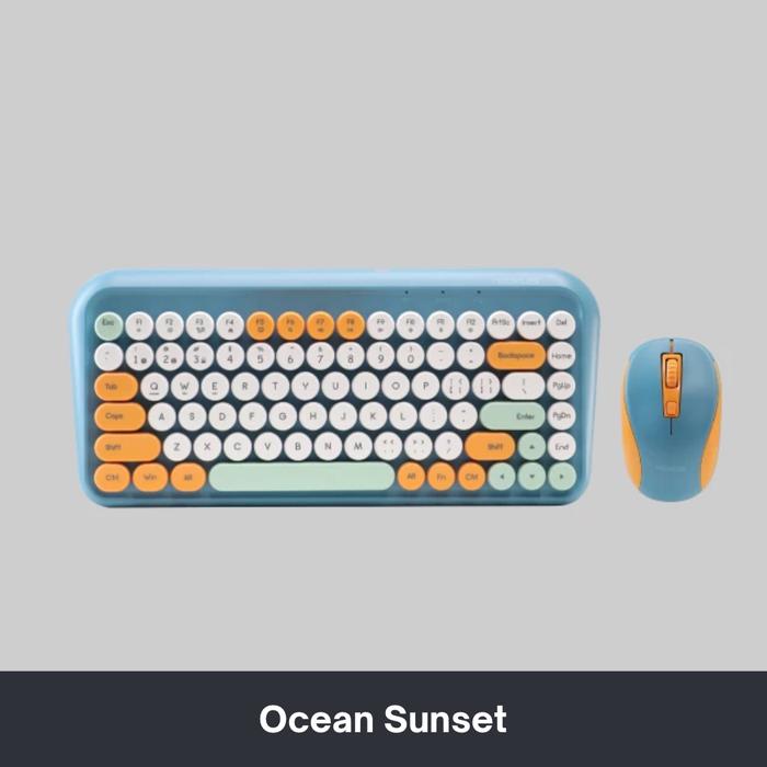 Gambar Rexus KM11 Combo Keyboard + Mouse wireless Dual Connection Retro Alat Computer - Ocean Sunset dari Click & Go Tokopedia undefined Tokopedia