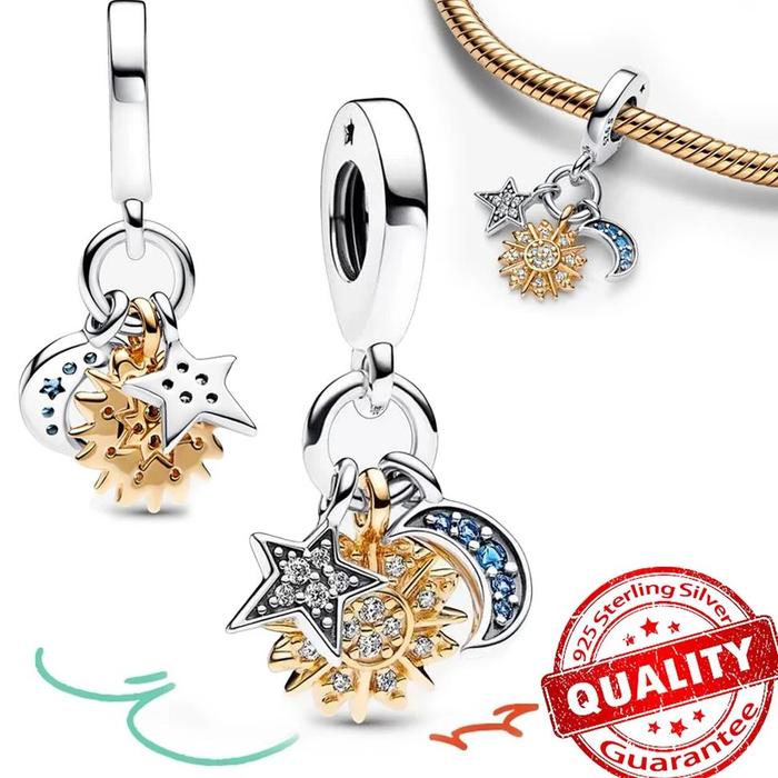 Gambar New Gold Dangle Charm Sterling Silver Sparkling Luck Monstera Leaf & Spinning Wheels Bicycle Charms Fit Original Bracelet - FCC239 dari hangchoen undefined Tokopedia