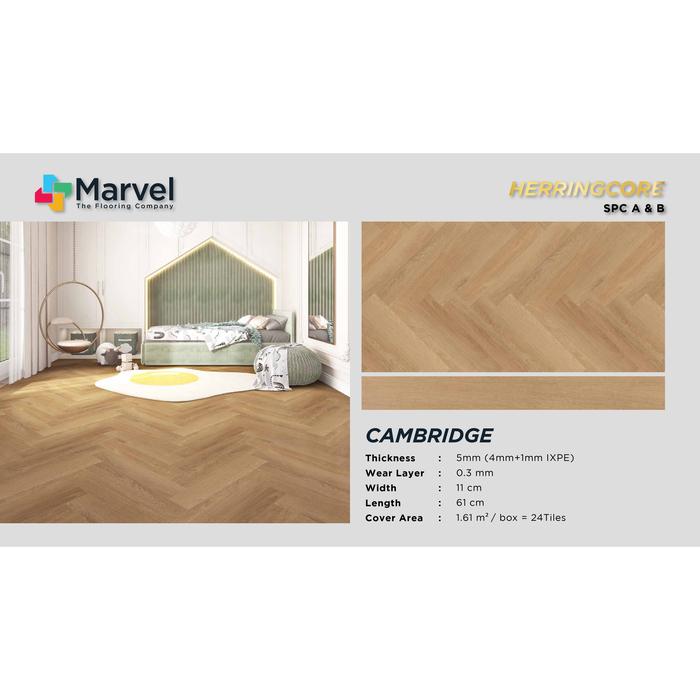 Gambar SPC Herringbone Marvel Tebal 5mm / SPC Marvel Motif Kayu Herringcore / Lantai SPC - CAMBRIDGE dari Unique Carpet & Decoration undefined Tokopedia