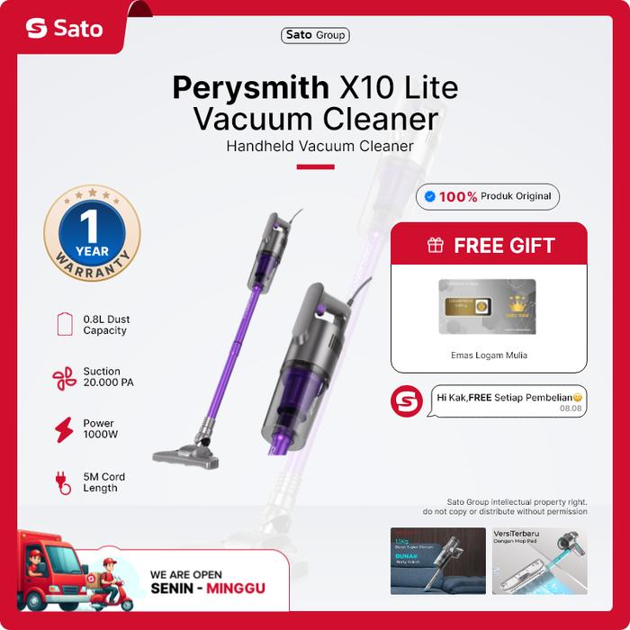 Gambar PerySmith X10 Handheld Vacuum Cleaner Home Penyedot Debu 19500PA - X10 LITE, Garansi Resmi dari SATO Indonesia undefined Tokopedia