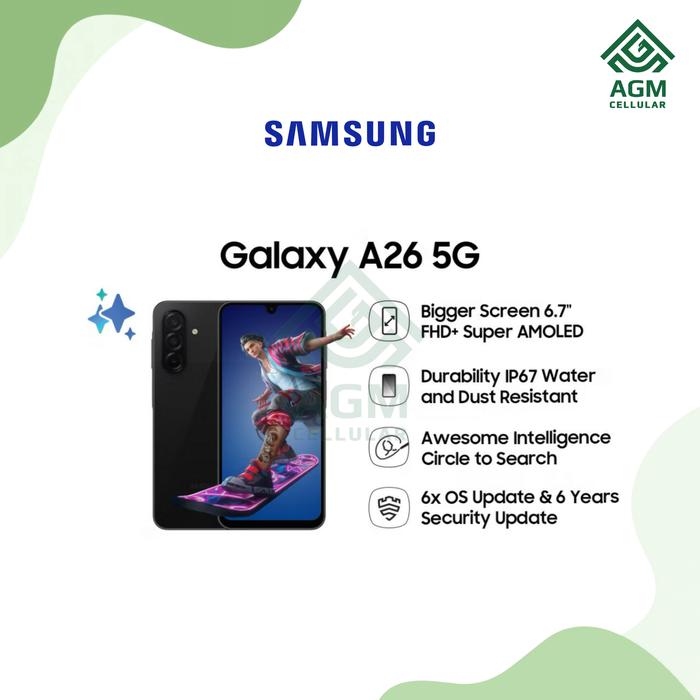 Gambar HANDPHONE SAMSUNG GALAXY A26 5G RAM 8GB/256GB (Black, Mint, Peach Pink) - Black, 8GB/256GB dari AGM Cellular undefined Tokopedia