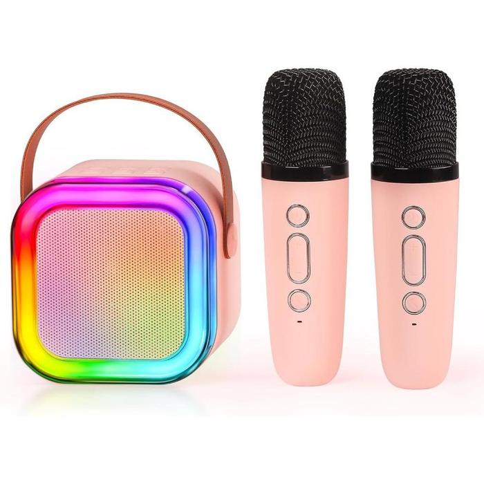 Gambar xqxm Speaker Bluetooth Dual Mic Alat Karaoke Mini Portable Mic Wireless Untuk anak dan pesta dimanapun - K12 Pink 2 Mic dari SMART PRO STORE undefined Tokopedia