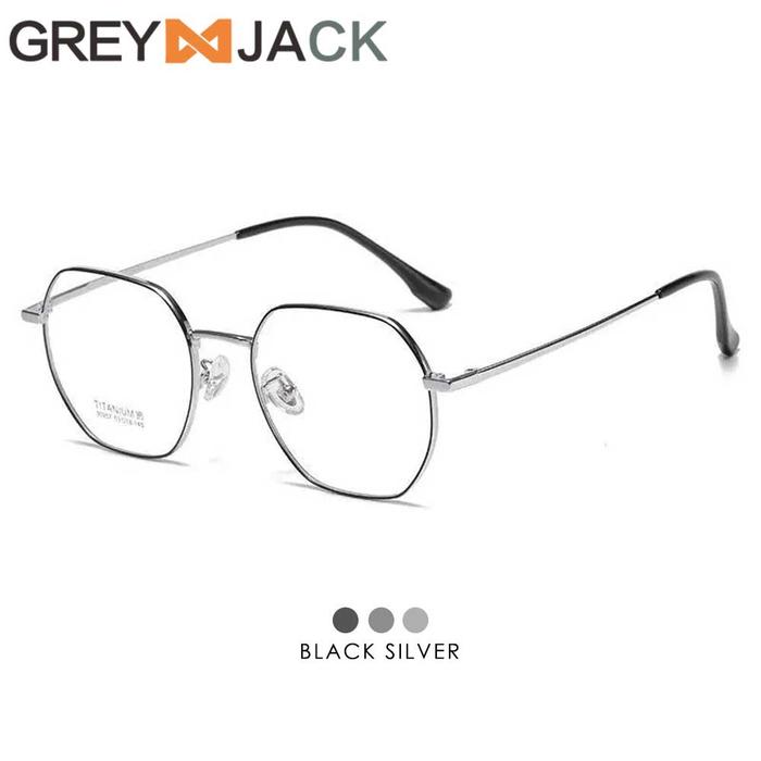 Gambar Grey Jack Kacamata Frame Model Kotak Titanium Fashion Pria Wanita Bisa Minus Antiradiasi Bluecromic 90257 - BLACK SILVER, FRAME SAJA dari Grey Jack Eyewear undefined Tokopedia