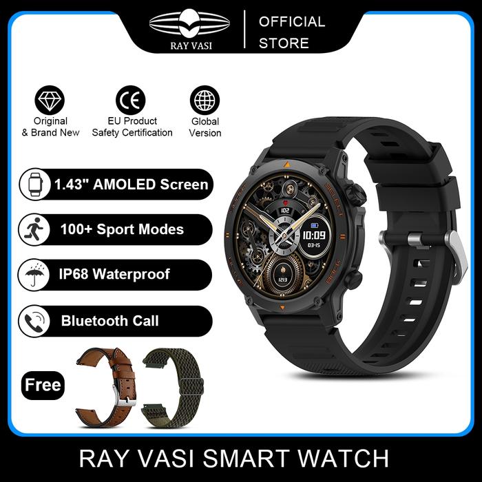 Gambar RAY VASI Smart Watch Original Alloy Case 1.43 inch Full Screen 466*466PX Bluetooth Call 100+ Sport Mode Heart Rate Jam Tangan Pria - Hitam dari rayvasiwatch undefined Tokopedia