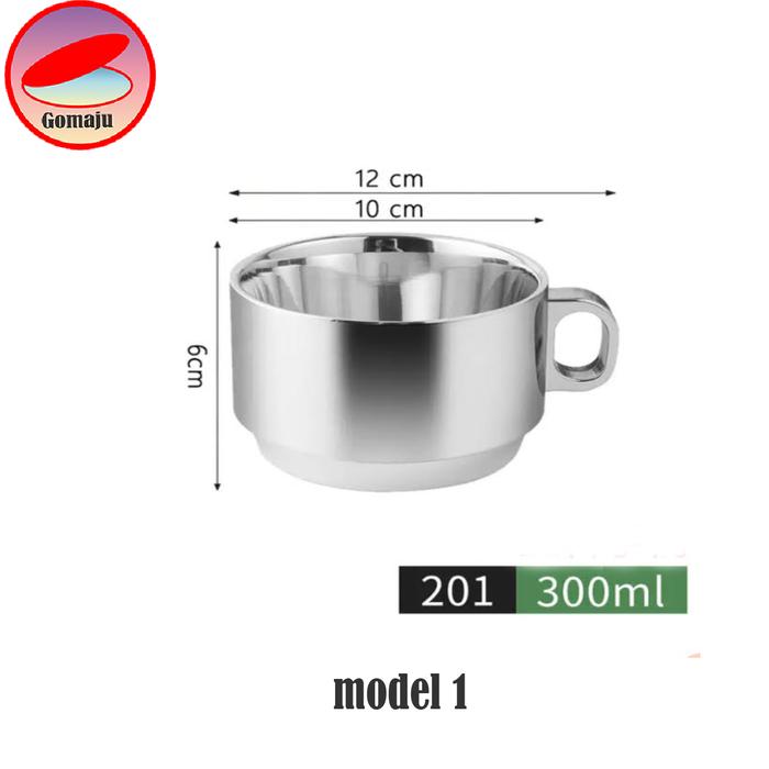 Gambar Cangkir Gelas Kopi Teh Stainless Steel 304 Double Wall Stainless Steel Mug Glass Coffee Tea - model 1 dari Gomaju TikStor undefined Tokopedia