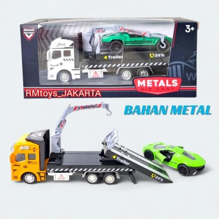 Gambar PROMO MAINAN DIE CAST METAL TRUCK DEREK + MOBIL SPORT PULL BACK 2211-13 HARGA MURAH - Tanpa Bubble dari Choco alnisa undefined Tokopedia