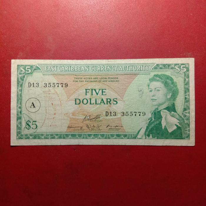 Jual uang kertas Eastern Caribbean 5 Dollars Karibia Timur (negara bagian  Antigua & Barbuda) Elizabeth 1965 jarang nemu - Kota Denpasar -  Valeriocollection | Tokopedia