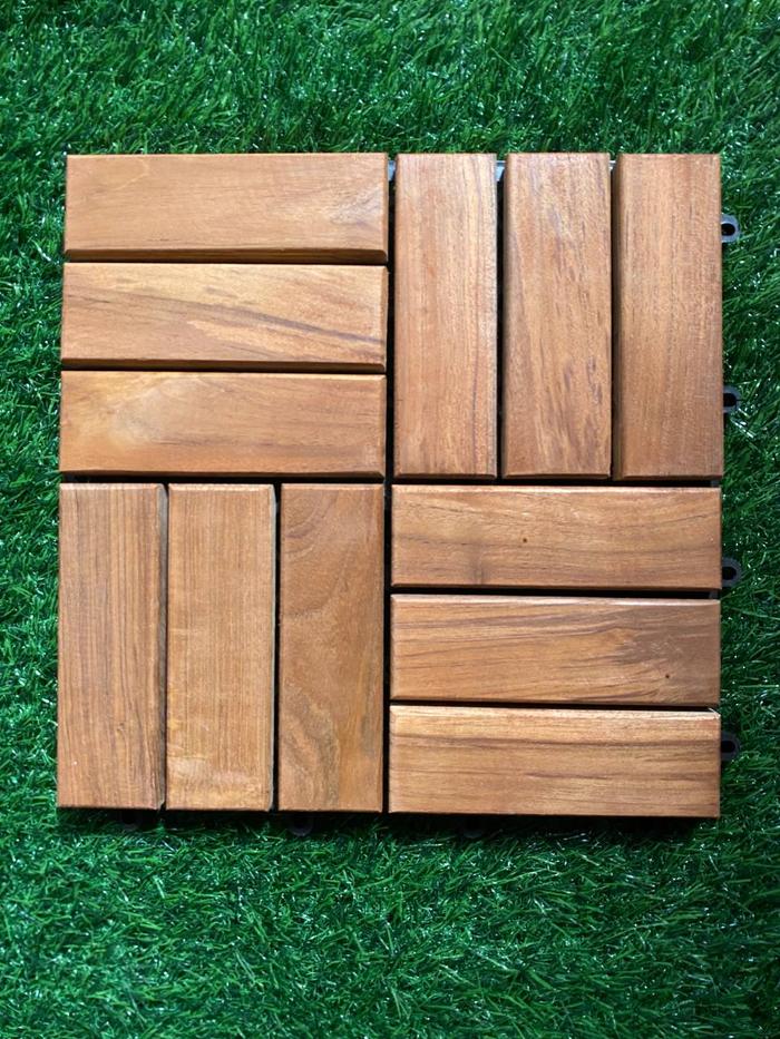 Gambar Decking Tile - Ubin Kayu Jati Mozaik Bongkar Pasang - Lantai Pool Deck - Mozaik finish dari Rumah Decking undefined Tokopedia