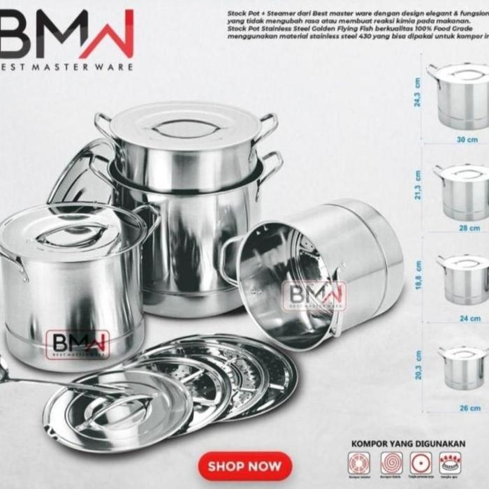 Gambar Promo PANCI KUKUSAN BMW SET BAHAN STAINLES LENGKAP GRATIS TEKO SUIL DAN CENTONG SAYUR/DANDANG ADA SARINGAN UKURAN 24CM-26CM-28CM-30CM PANCI UNGKEP SIOMAY-DIMSUM-NASI PERABOT - 26cm BMW dari Sharpsoop undefined Tokopedia