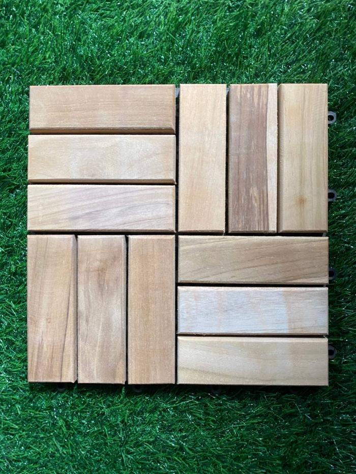 Gambar Decking Tile - Ubin Kayu Jati Mozaik Bongkar Pasang - Lantai Pool Deck - Mozaik Unfinish dari Rumah Decking undefined Tokopedia