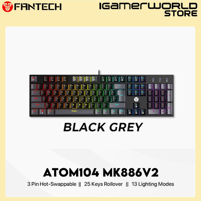 Gambar Fantech ATOM MK886 V2 RGB Mechanical Gaming Keyboard - Black, Red Switch dari Igamerworld Surabaya undefined Tokopedia