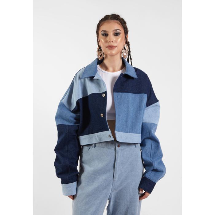 Gambar OCWA KEYA CROP MULTI BLUE PATCH DENIM JACKET - XS dari Ocwa Studio undefined Tokopedia