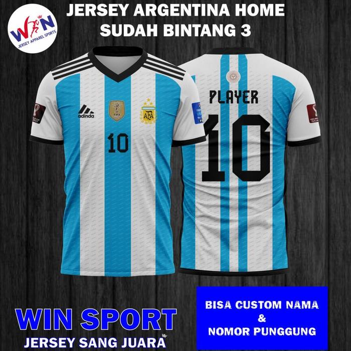 Gambar ORIGINAL Jersey Sepak Bola ARGENTINA HOME 2023 MESSI Baju Piala Dunia Qatar , Free Custom Nama dan Nomor - ATASAN (BAJU), S (KIDS) dari nashazeya undefined Tokopedia