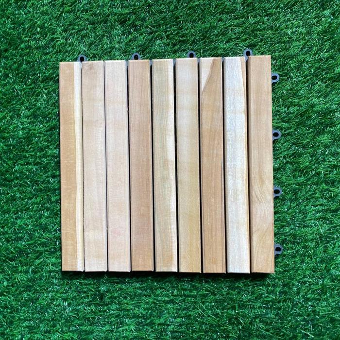 Gambar Decking Tile - Ubin Kayu Jati Mozaik Bongkar Pasang - Lantai Pool Deck - Lurus Unfinish dari Rumah Decking undefined Tokopedia