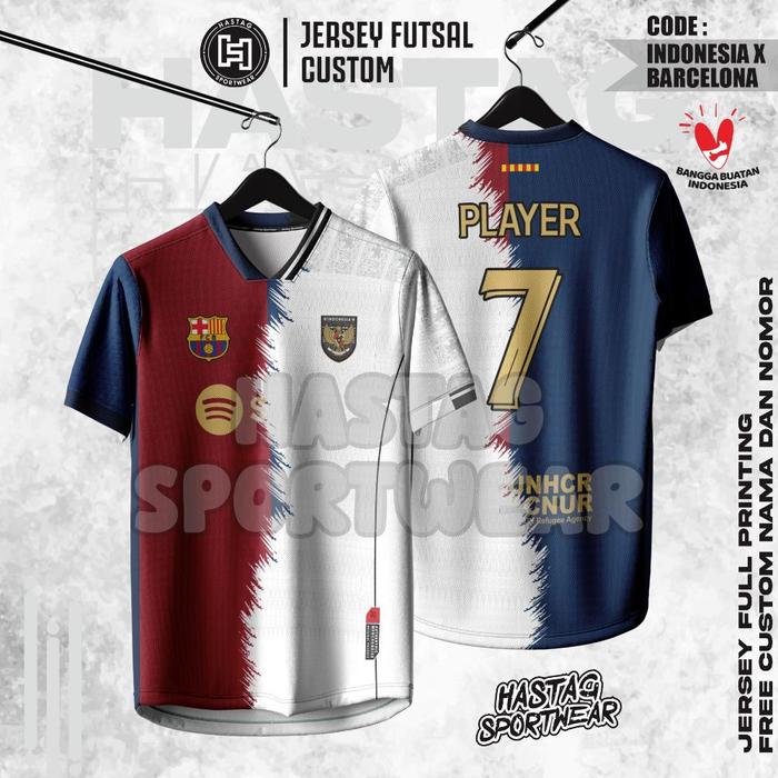 Gambar ORIGINAL BAJU JERSEY INDONESIA X BARCELONA TERBARU 2025 MERAH PUTIH, FREE NAMESET, FULL PRINTING - BAJU SAJA, S ANAK dari nashazeya undefined Tokopedia