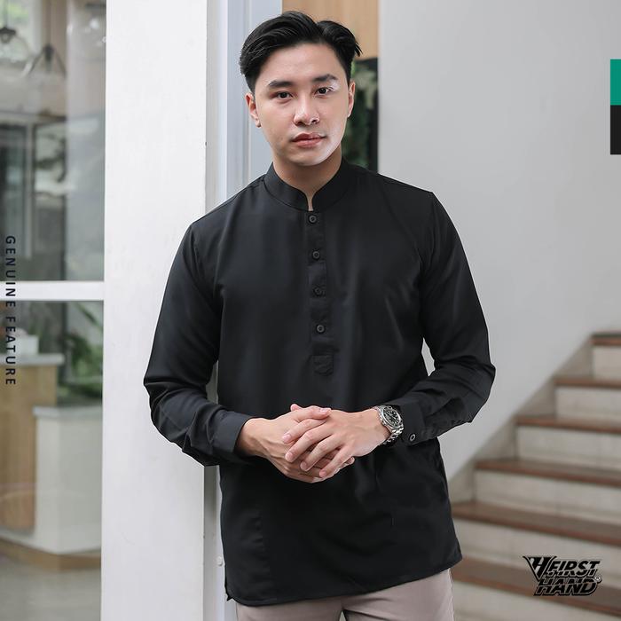 Gambar Ereste X Firsthand Koko Pria Kemeja Lengan Panjang Cordova Army - Hitam, S dari ereste store Kota Bandung Tokopedia