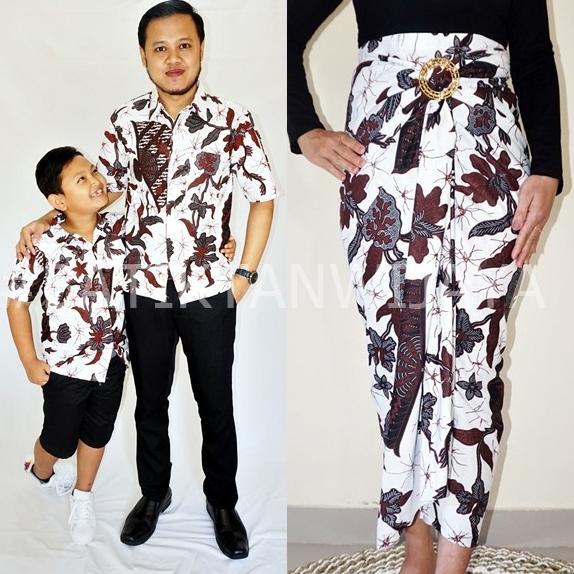 Jual Baju Couple Keluarga Family Batik Mama Rok lilit Papa Anak