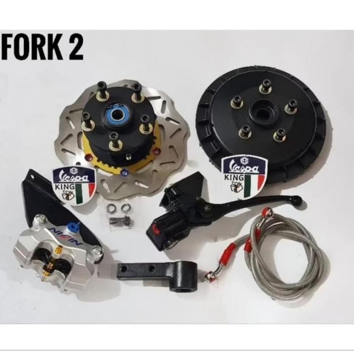 Gambar paket upgrade ring 12 full set vespa klasik fork 2 px excel exclusive spartan R12 depan belakang vespa - Fork 2 fullset dari amelia230 undefined Tokopedia