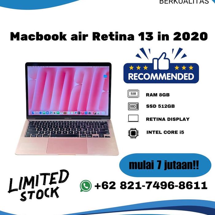 Macbook Air 2020 13inch Rosegold Intel Core I5 Ram 8gb Ssd 512gb