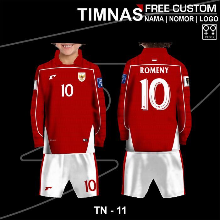 Gambar Setelan jersey Timnas anak Terbaru 2025 baju sepak bola timnas indonesia kualifikasi piala dunia 2026 free custom logo lengan panjang - Merah, 0 dari JerseyMinded undefined 5 Tokopedia