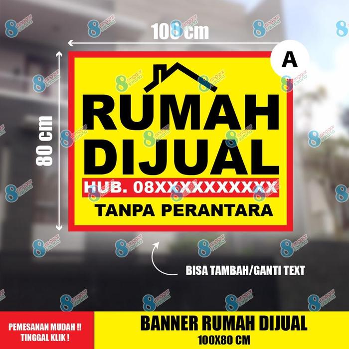 Gambar Banner Spanduk Rumah Dijual / Rumah Disewakan / Rumah Dikontrakan / Tanah dijual Ukuran 100X80 CM - Desain A, Mata ayam dari Sentra Belanja ID undefined Tokopedia