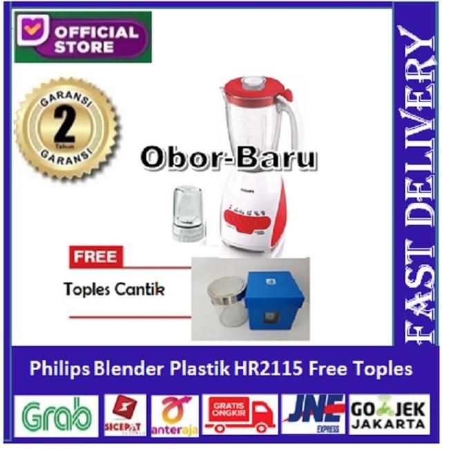 Gambar Blender Philips plastik HR2115 - Merah Putih - Free Toples dari OborBaru undefined Tokopedia