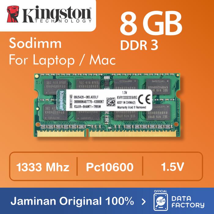 RAM LAPTOP KINGSTON DDR3 8GB 1333Mhz PC10600 NON L SODIMM MEMORY di Datafactory Sby Tokopedia