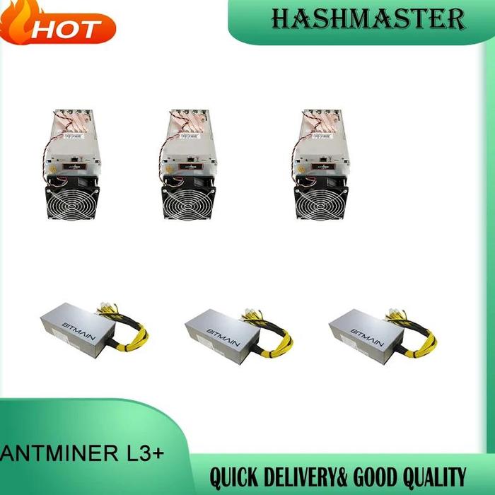 Jual 3PCS Refurbished Antminer L3++ 580MH/S Miner With Power