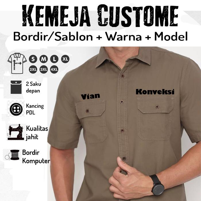 Gambar kemeja custom satuan bordir - kemeja pendek dari VIAN KONVEKSI undefined Tokopedia