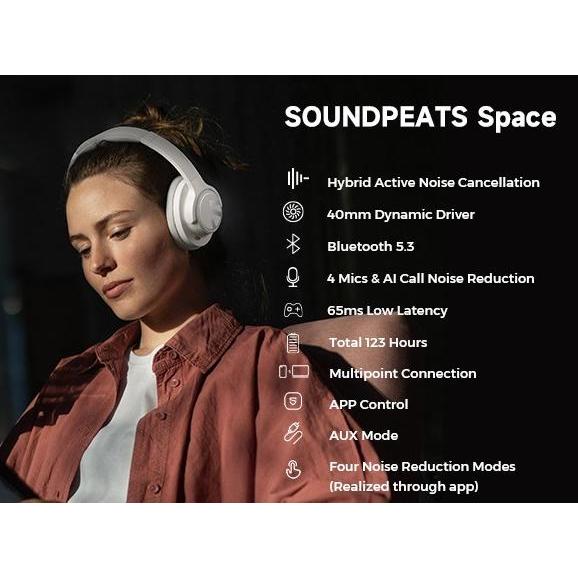 Jual SoundPEATS Space Hybrid ANC Wireless Over-Ear Headphone