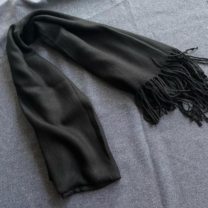 Gambar Pashmina Cashmere Dubai Shawl Arabian / Pashmina Rumbai - CSMR Hitam dari Barakah Store style undefined Tokopedia