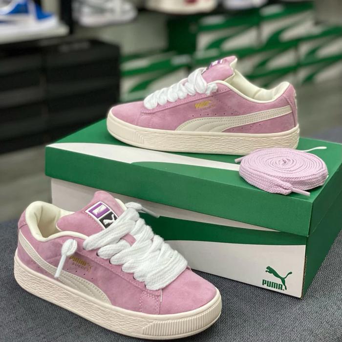 Sepatu Model Gemuk Puma Classic Suede XL Pink White Original 37 43 Pria  Wanita pink/merah muda, 37