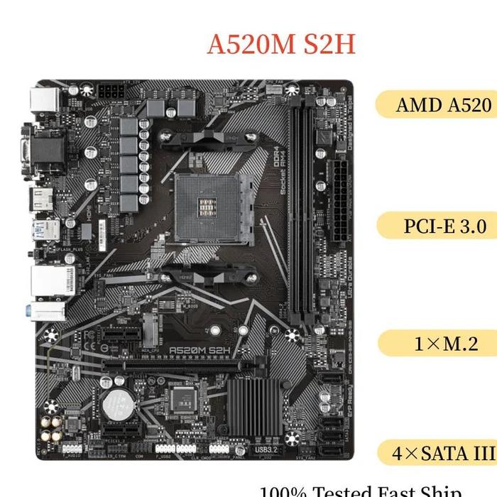 For Gigabyte A520m S2h Motherboard 64gb Socket Am4 Ddr4 Micro Atx Mainboard  100 Tested Fast Ship