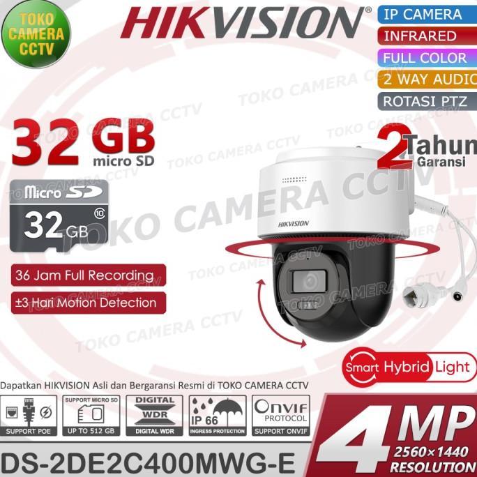 Gambar PTZ IP CAMERA HIKVISION 4MP KAMERA CCTV 360 POE ONVIF AUDIO BERWARNA BEST SELLER - MEMORI 32GB dari Dhishop2 undefined Tokopedia