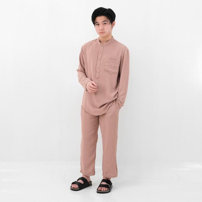 Gambar SANVANINA Farabi Long Kurta Set - Kemeja Koko Kurta Setelan Panjang - Farabi Khaki, XL dari Barakah Store style undefined Tokopedia