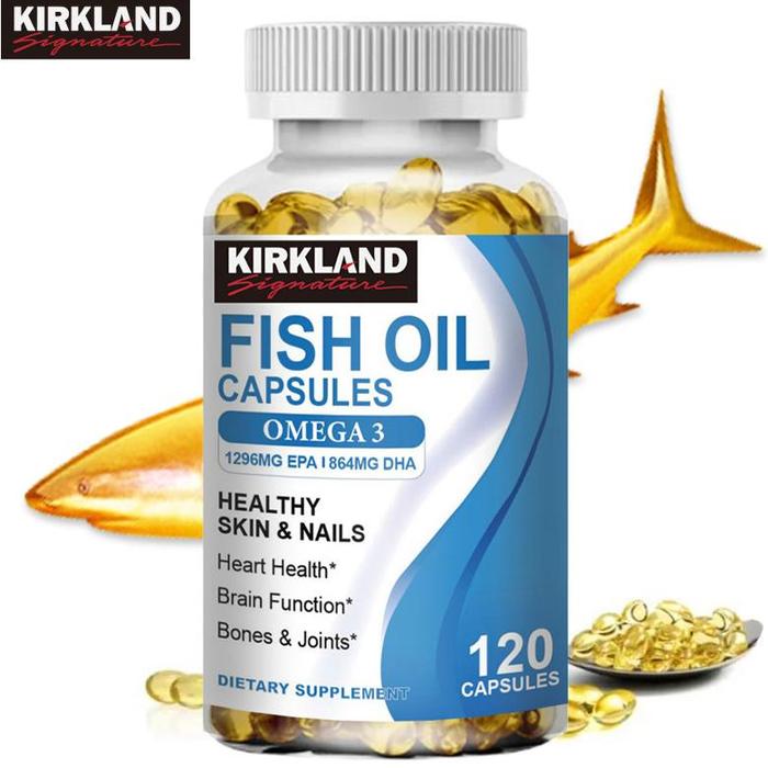 Gambar KIRKLAND Fish Oil Capsules 800mg Omega3 with EPA&DHA Supports Heart, Brain, Joints & Skin Care Improves Digestive Health Kapsul Minyak Ikan 800mg Omega3 dengan EPA&DHA Mendukung Jantung Otak Sendi & Perawatan Kulit Meningkatkan Kesehatan Pencernaan 120pcs - 1 Bottle/120pcs dari SOSOK STORE 99 undefined Tokopedia