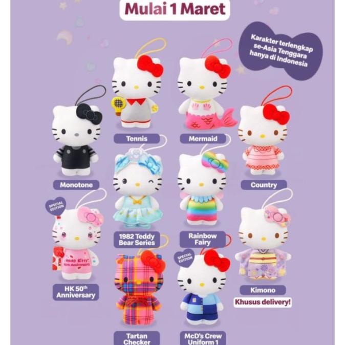 Gambar HELLO KITTY X MCDONALDS 50TH ANNIVERSARY PLUSH BAG TAG SESI 1 - 5 - Surf dari Isatana Doll undefined Tokopedia