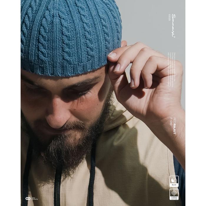 Gambar SAMASE Peci Rajut Terbaru Cable Stitch F010P Cotton Combed - Blue dari SamaseOfficialShop undefined Tokopedia