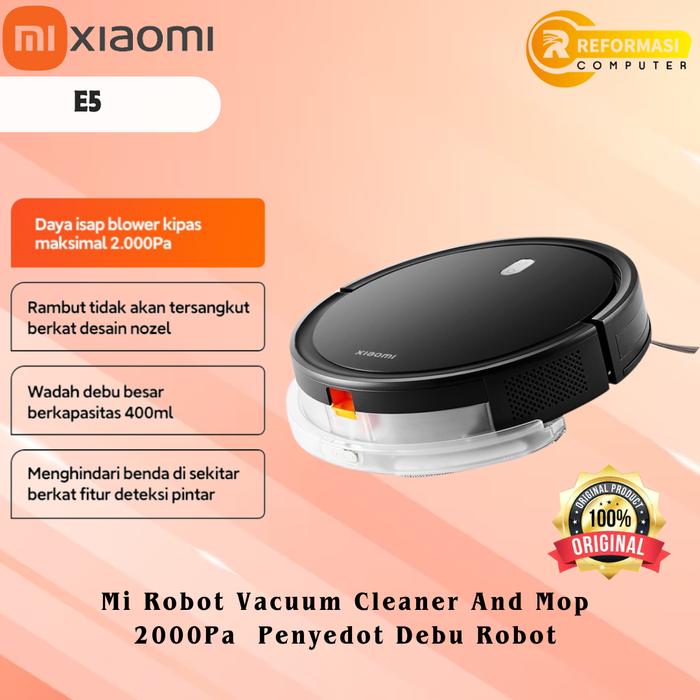 Gambar Xiaomi Mi E5 Robot Vacuum Cleaner And Mop 2000Pa - Penyedot Debu Robot - Garansi Resmi - Hitam dari Reformasi Computer undefined Tokopedia