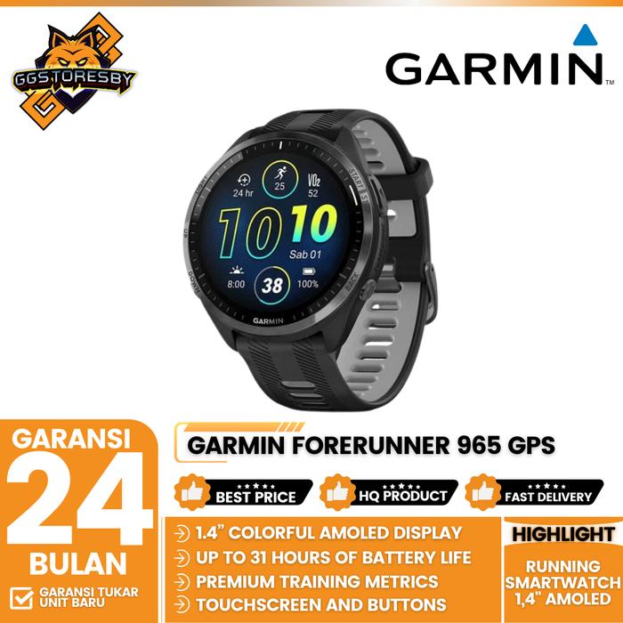 Gambar GARMIN FORERUNNER 965 GPS RUNNING SMARTWATCH AMOLED 1,4'' INCH WATERPROOF 5 ATM - Black dari GGSTORESBY undefined Tokopedia