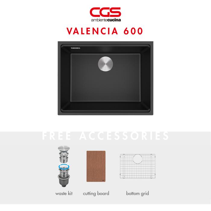 Gambar Kitchen Sink Bak Cuci Dapur Granit 1 Lubang CGS VALENCIA 600 Rockgranite Sink - Undermount Topmount - Black dari CGS Indonesia undefined Tokopedia