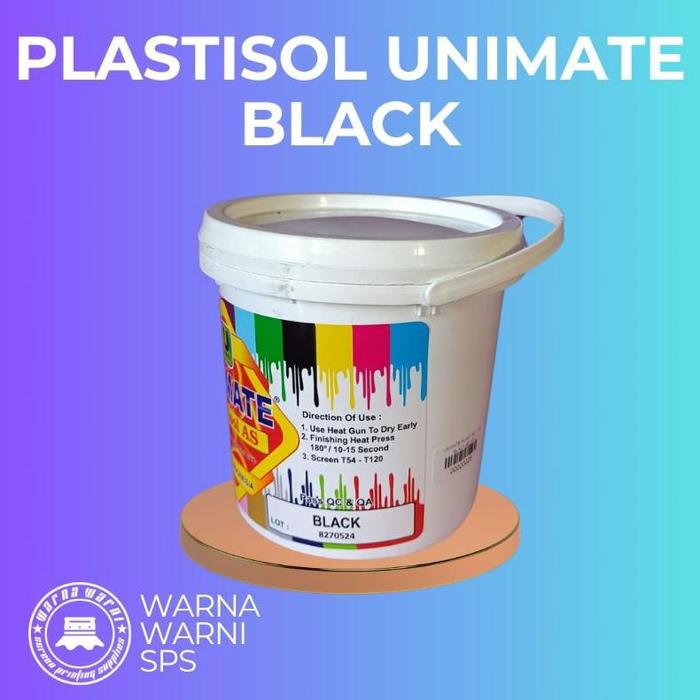 Gambar ADA!!! TINTA SABLON PLASTISOL UNIMATE RED MERAH / WHITE PUTIH/ GYELLOW KUNING / BLUE BIRU / BLACK HITAM - Plastisol Black dari BINTANGJAYA PMT undefined Tokopedia