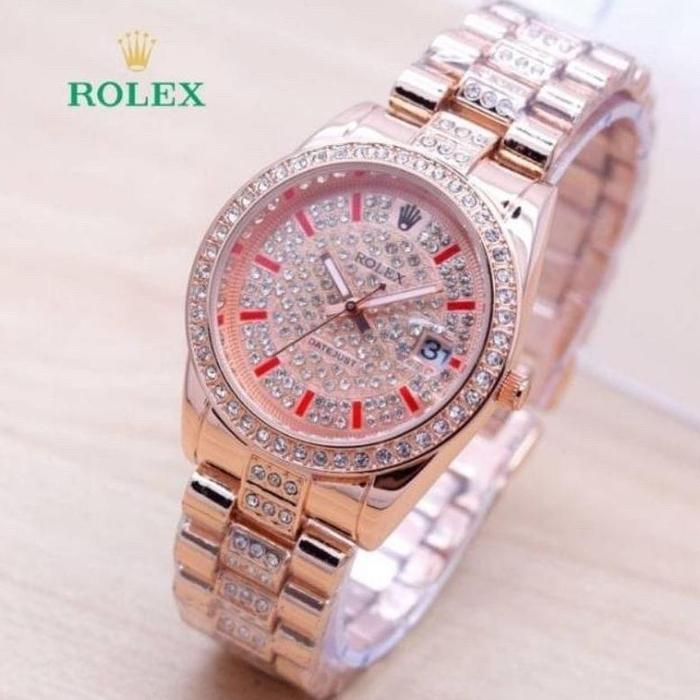 Gambar READY LAGI Jam Tangan Wanita Rolex Rantai Diamond Free Box Rolex & Baterai M412 - Rose List Merah dari cavenfury undefined Tokopedia