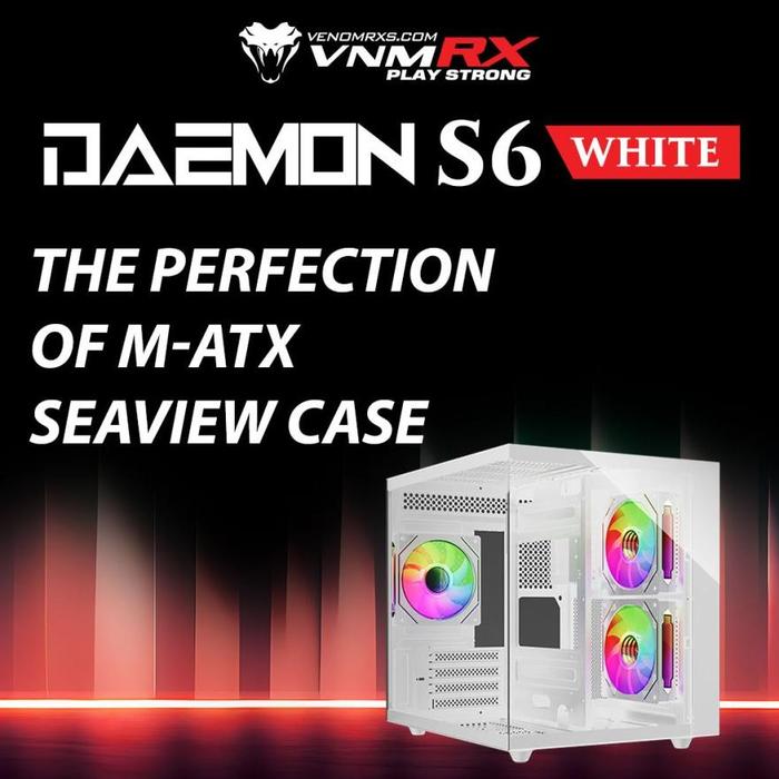 Gambar VenomRX Daemon Continental S5 Black White Casing Case PC Gaming Venom RX S 5 - S6 WHITE dari Gentz Store undefined Tokopedia