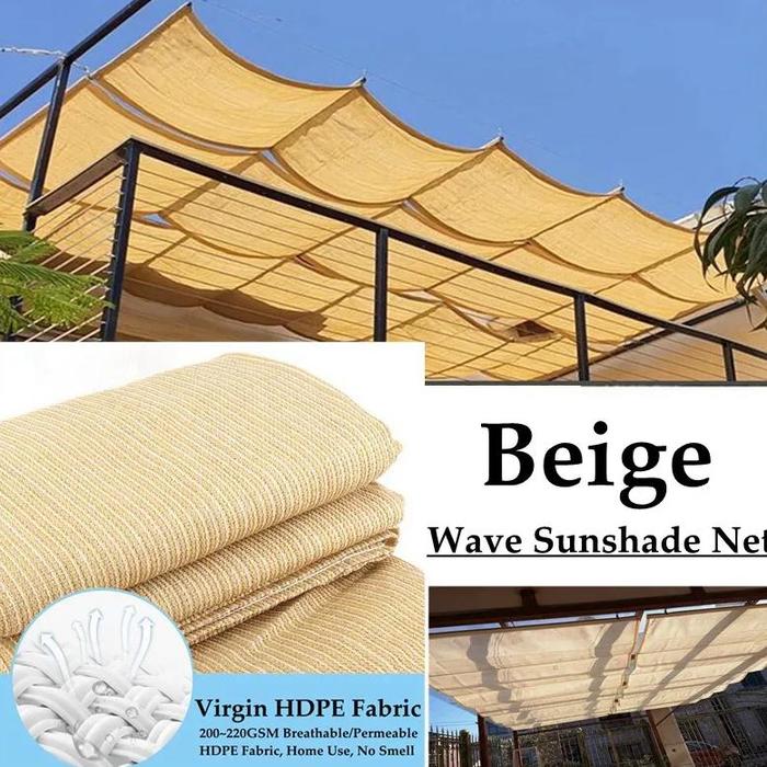 Jual Beige Color Telescopic Wave Sun Shade Net Courtyard Pavilion