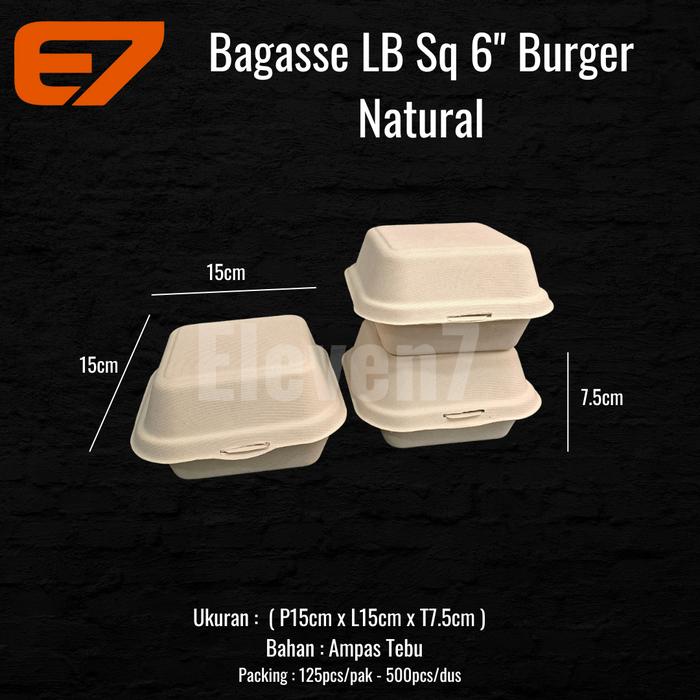 Gambar Bagasse Natural Lunch Box Burger Kotak Makan Kue Bento Tray dari E7 Plastic &amp; Packaging undefined Tokopedia