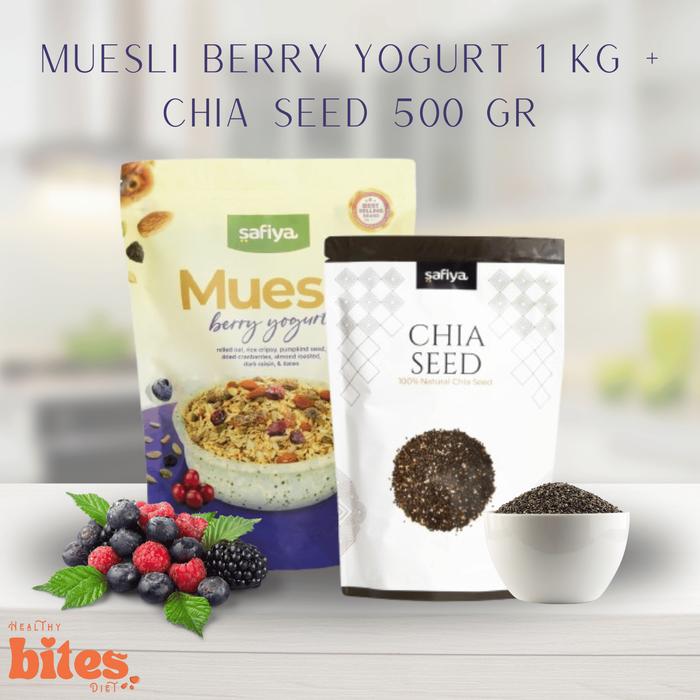 Gambar Muesli Berry Yogurt 1Kg/500gr + Chiaseed 500gr/250gr Safiya 2in1 - Paket 1 dari Healthy Bites Diet Store undefined Tokopedia