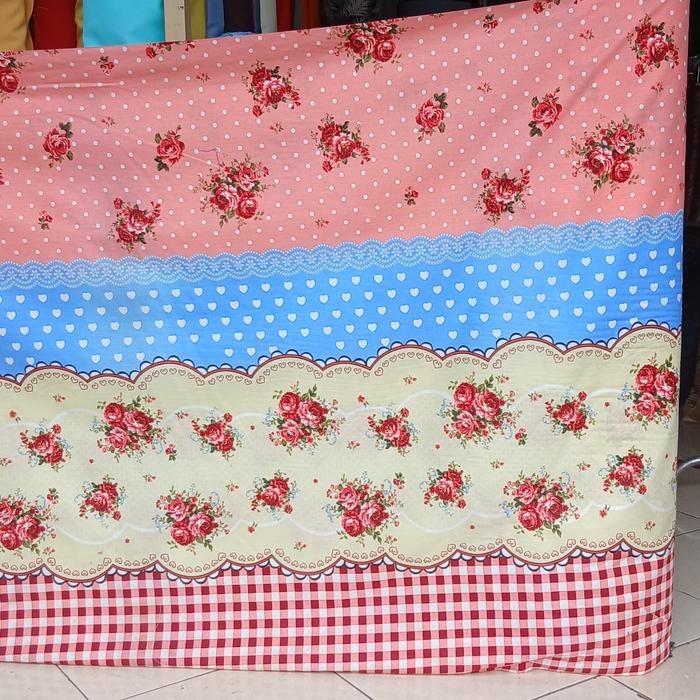 Gambar Kain Sprei Katun CVC Vintage Rose Lebar 240cm - Peach, Tambah 25cm dari toko kain iona undefined 3 Tokopedia
